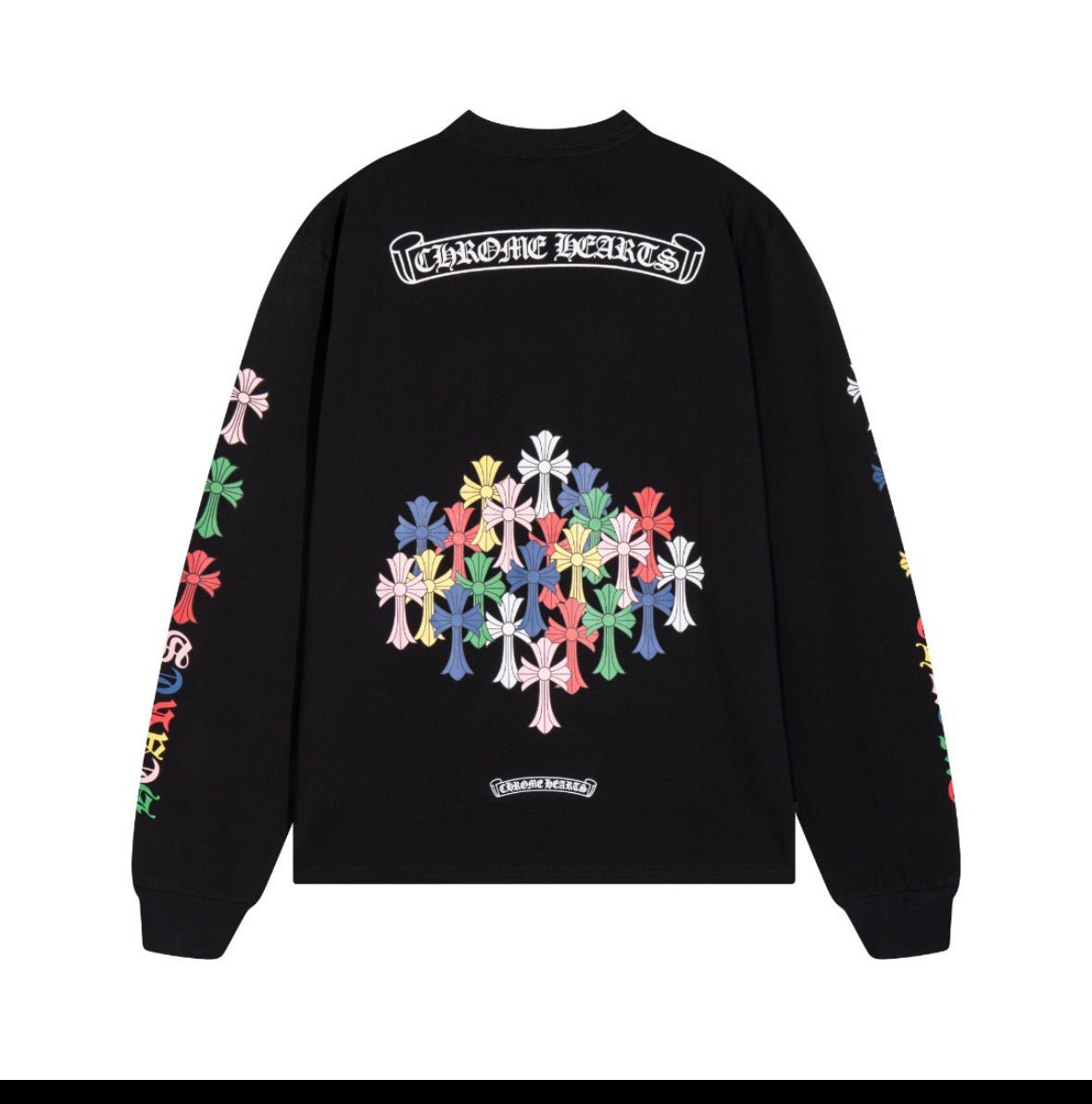 Black Colorful Chrome Heart Long Sleeve T-Shirt